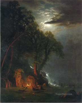 Albert Bierstadt Painting - Campfire Site Yosemite Albert Bierstadt